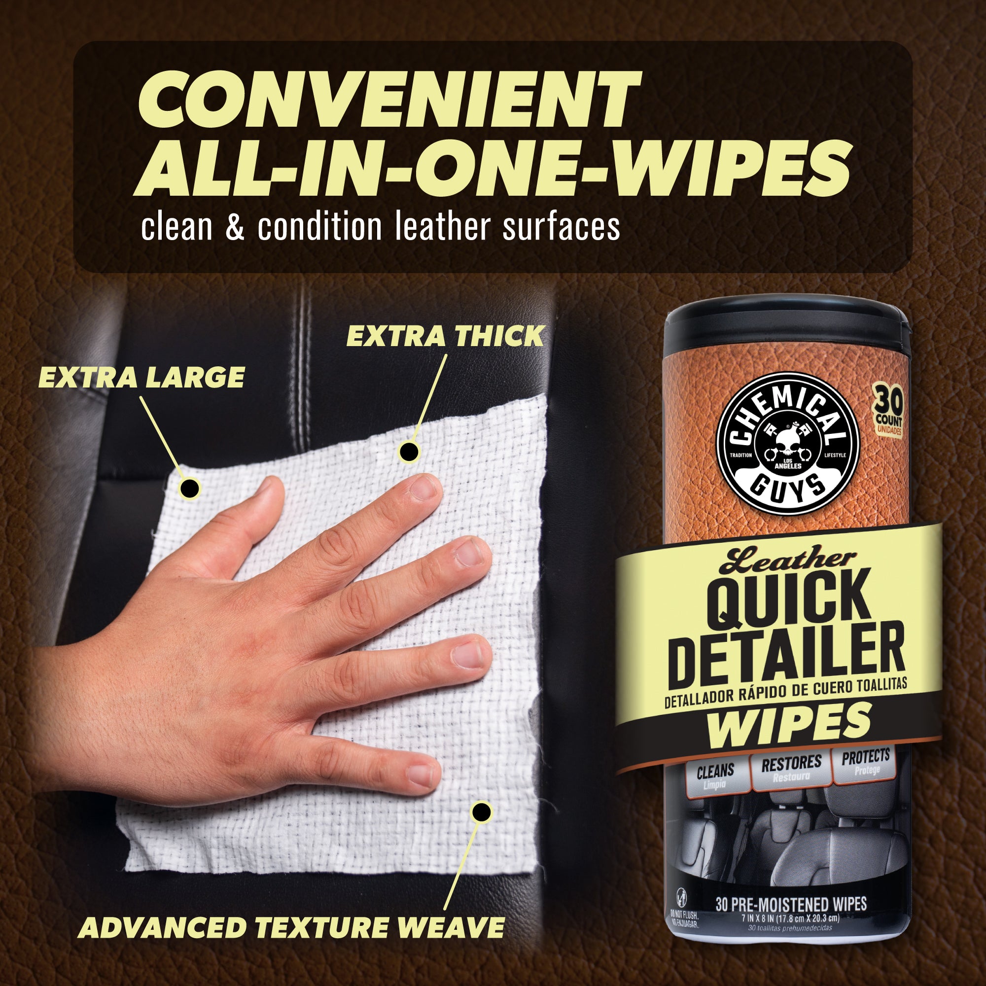 Leather Quick Detailer Wipes 3-Pack Kit - Image 2